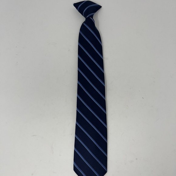 Michael Kors Blue Striped Boys Clip On Tie - Picture 1 of 5